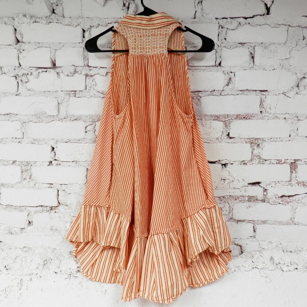 Free People || Be Real Stripe Cotton Shirtdress in Rust - Picture 5 of 12